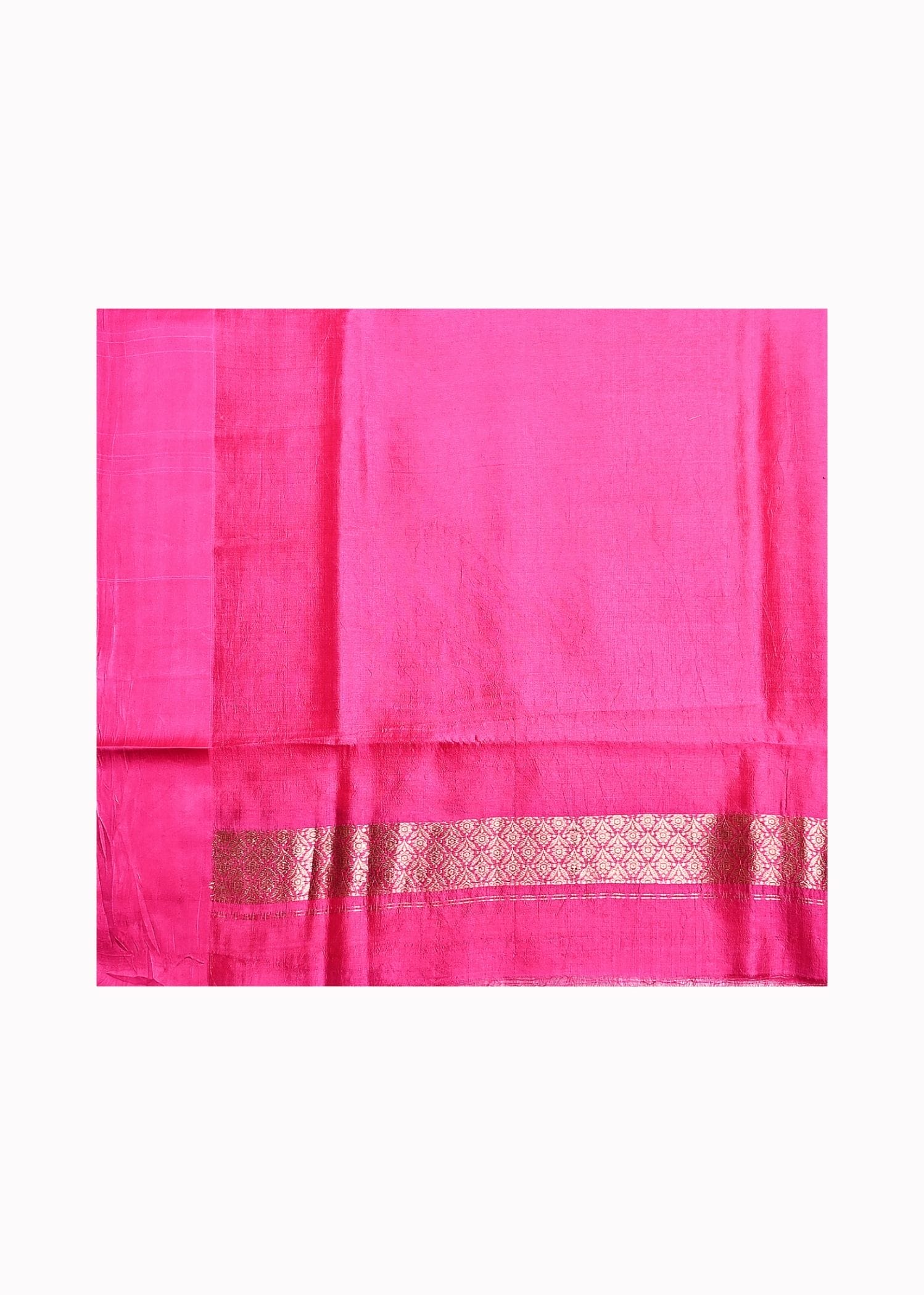 Pure katan Silk Hot Pink Colour mashru weave saree - Image 2