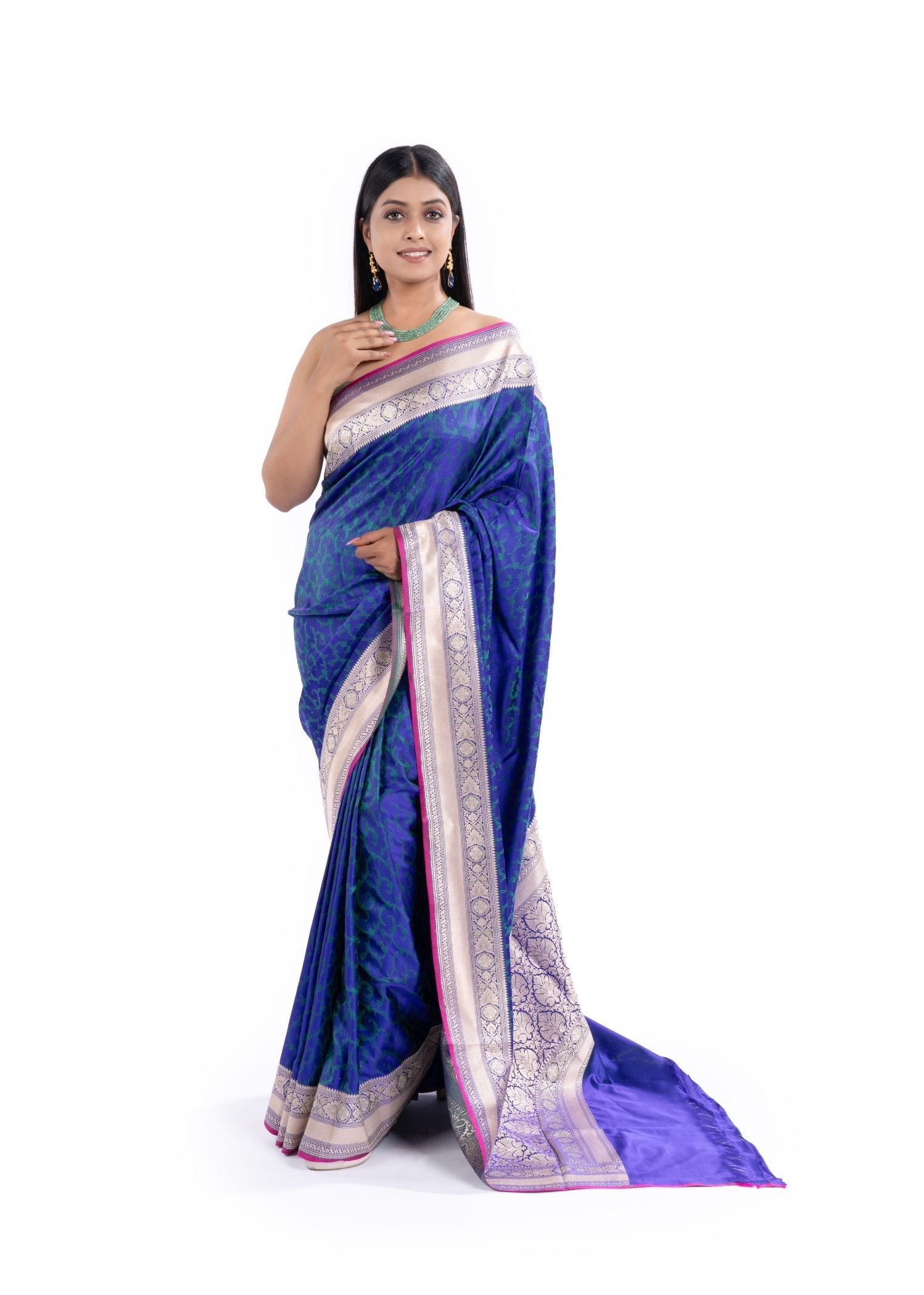 Pure Katan Silk Royal Blue and PurpleTanchoi Saree