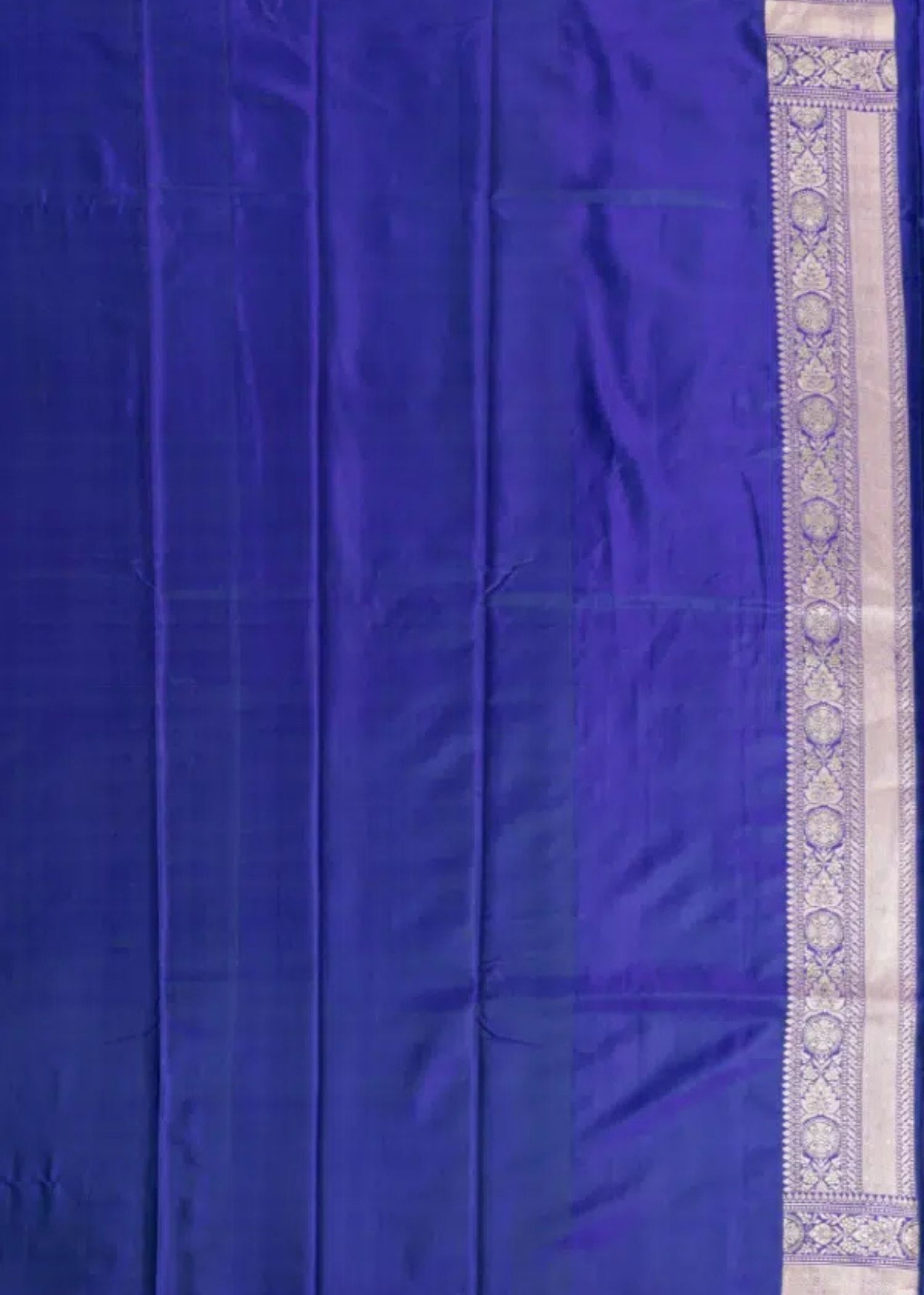Pure Katan Silk Royal Blue and PurpleTanchoi Saree - Image 4