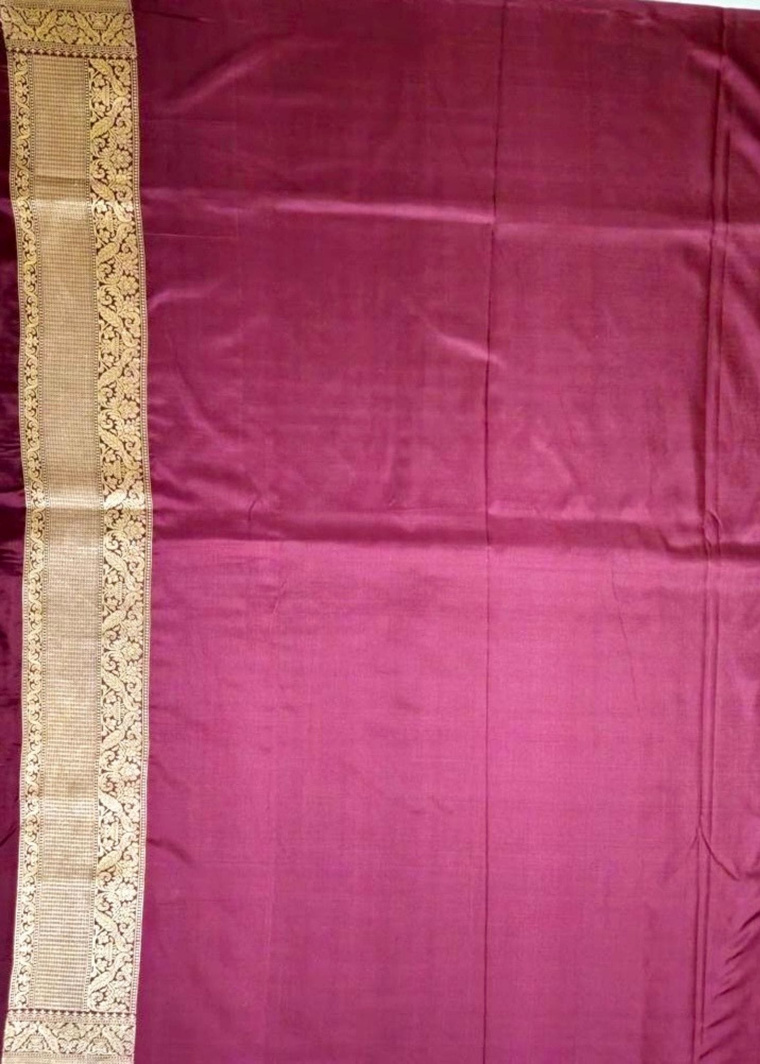 Pure Katan Silk Wine Colour Shikargah Banarasi Saree - Image 4